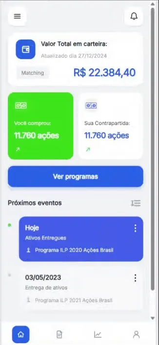 Fluxo do Pris mobile da carteira para Programas, com propostas aguardando resposta e confirmação de aceite.