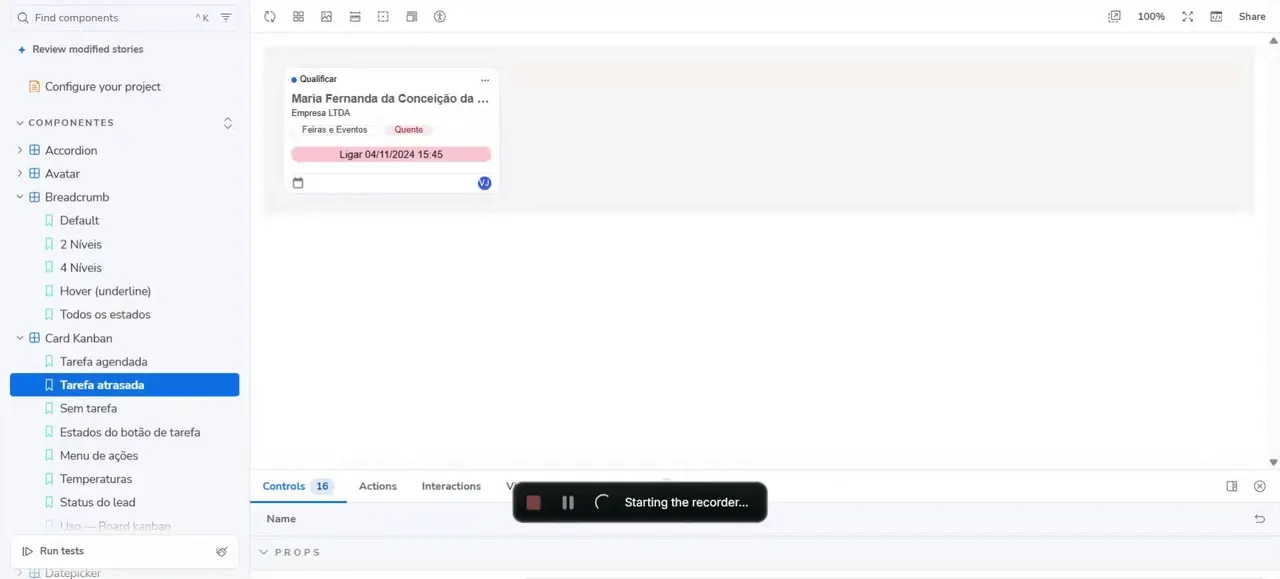 Componentes do Sisloc Design System executados no Storybook, incluindo diferentes estados do Stepper.